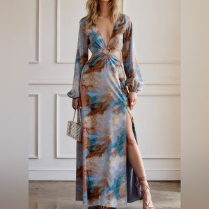 12th Tribe long sleeve cut-out maxi dress